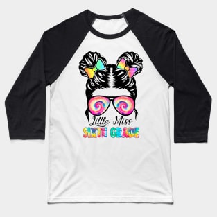 Little Miss Sixth Grade Messy Bun Girl Back To School Baseball T-Shirt